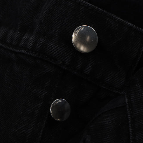 Men's Amiri Distressed Straight-Leg Jeans in Black Cotton