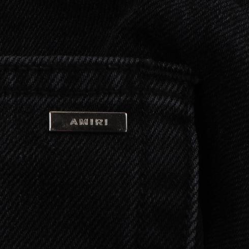 Men's Amiri Distressed Straight-Leg Jeans in Black Cotton