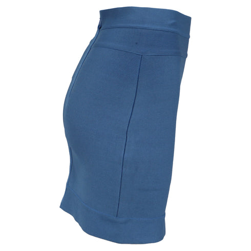 Women's Herve Leger Fitted Mini Skirt in Light Blue Rayon