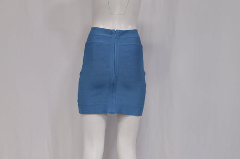 Women's Herve Leger Fitted Mini Skirt in Light Blue Rayon