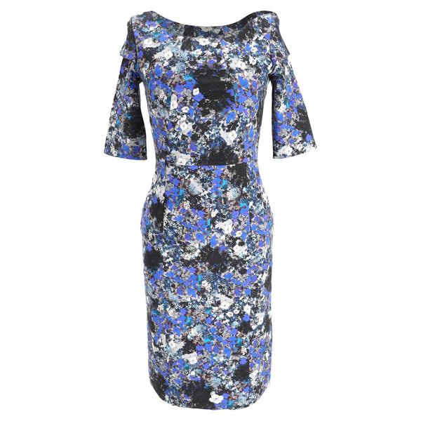 Women's Erdem Floral Print Midi Dress in Blue Viscose