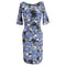 Women's Erdem Floral Print Midi Dress in Blue Viscose