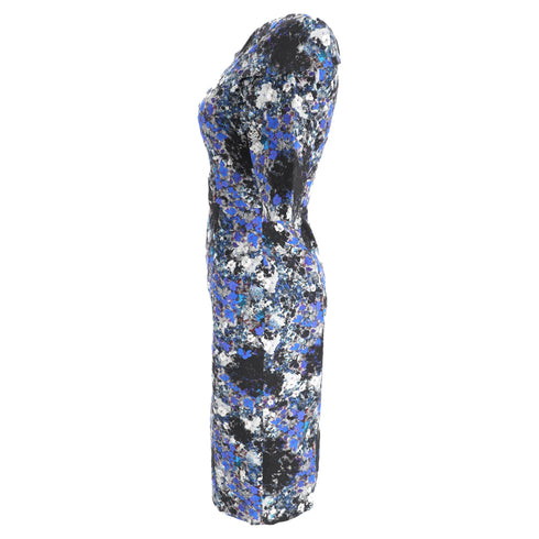 Women's Erdem Floral Print Midi Dress in Blue Viscose