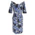 Women's Erdem Floral Print Midi Dress in Blue Viscose