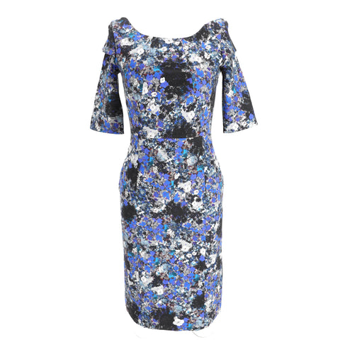 Women's Erdem Floral Print Midi Dress in Blue Viscose
