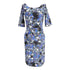 Women's Erdem Floral Print Midi Dress in Blue Viscose