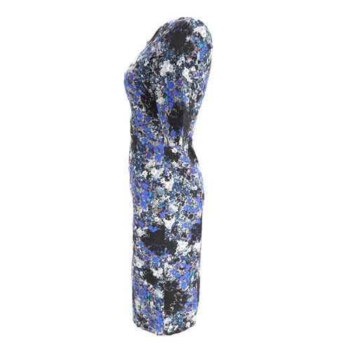Women's Erdem Floral Print Midi Dress in Blue Viscose