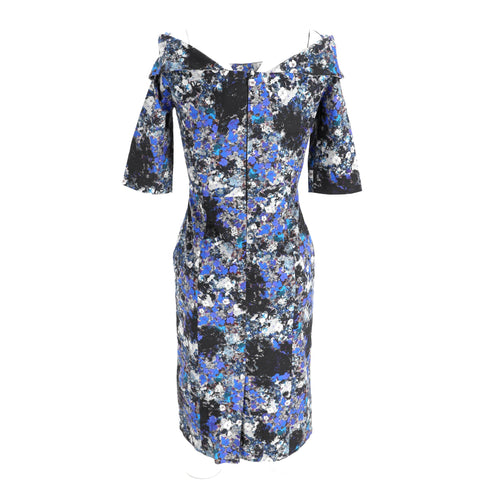 Women's Erdem Floral Print Midi Dress in Blue Viscose