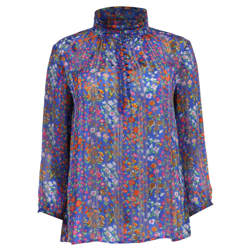 Women's Ba&Sh Floral-Print Mock Neck Blouse in Multicolor Polyester