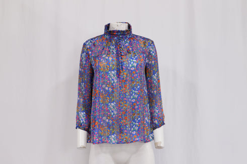 Women's Ba&Sh Floral-Print Mock Neck Blouse in Multicolor Polyester