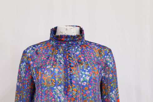 Women's Ba&Sh Floral-Print Mock Neck Blouse in Multicolor Polyester