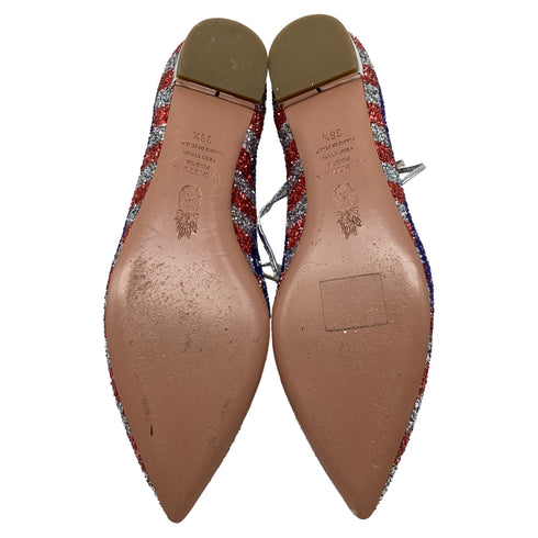 Women's Aquazzura Christy USA Flag Ballet Flats in Multicolor Glitter