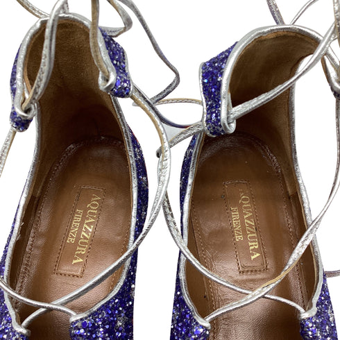Women's Aquazzura Christy USA Flag Ballet Flats in Multicolor Glitter
