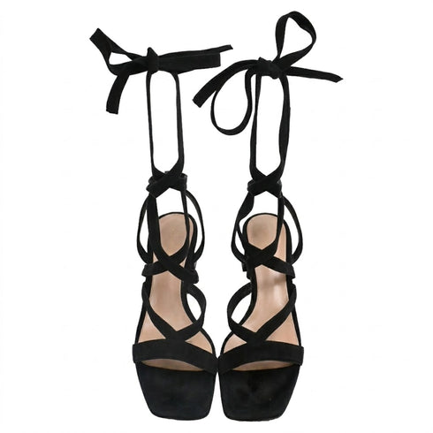 Women's Gianvito Rossi Janis Low Sandals In Black Suede