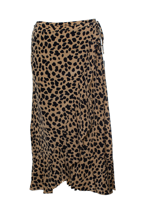Women's Rixo London, Leopard printed wrap midi skirt