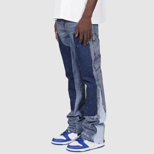 Gallery Dept Jeans handmade ink splashing splicing contrasting color micro-pull denim trousers
