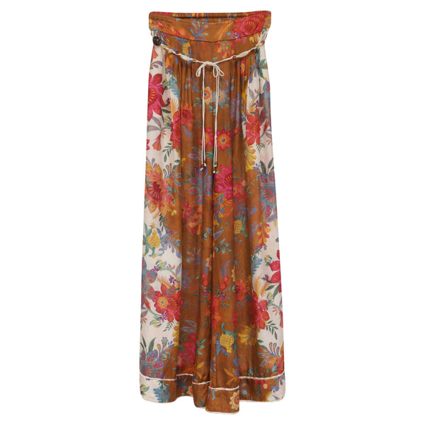 Women's Zimmermann Ginger Floral-Print Wide-Leg Pants in Multicolor Silk
