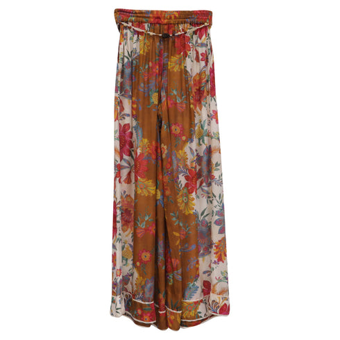 Women's Zimmermann Ginger Floral-Print Wide-Leg Pants in Multicolor Silk