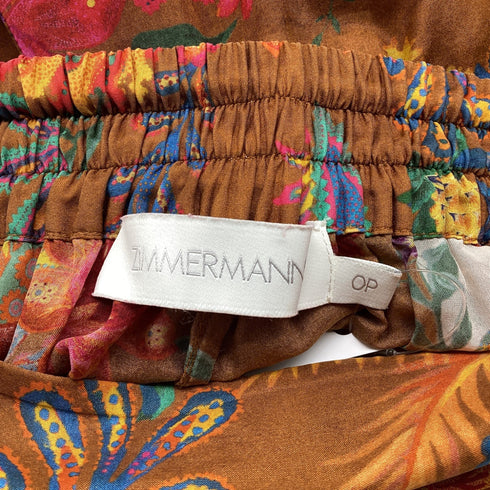 Women's Zimmermann Ginger Floral-Print Wide-Leg Pants in Multicolor Silk