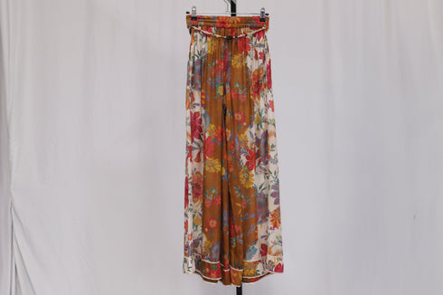 Women's Zimmermann Ginger Floral-Print Wide-Leg Pants in Multicolor Silk
