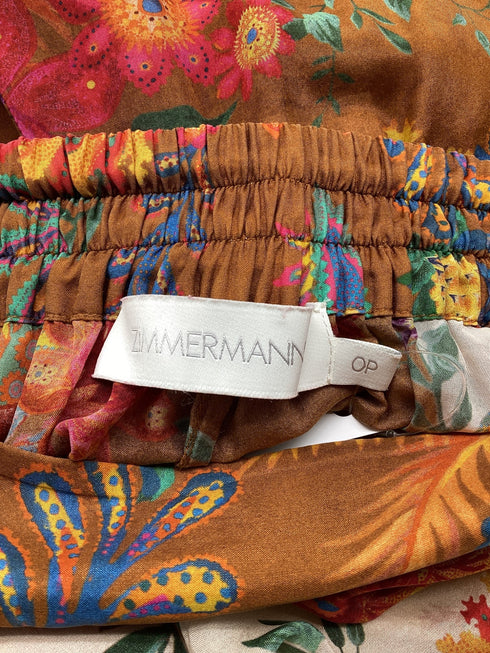 Women's Zimmermann Ginger Floral-Print Wide-Leg Pants in Multicolor Silk
