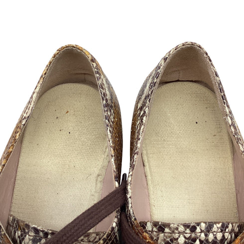 Women's Miu Miu Snakeskin-Embossed Lace-Up Oxford Shoes in Multicolor Leather