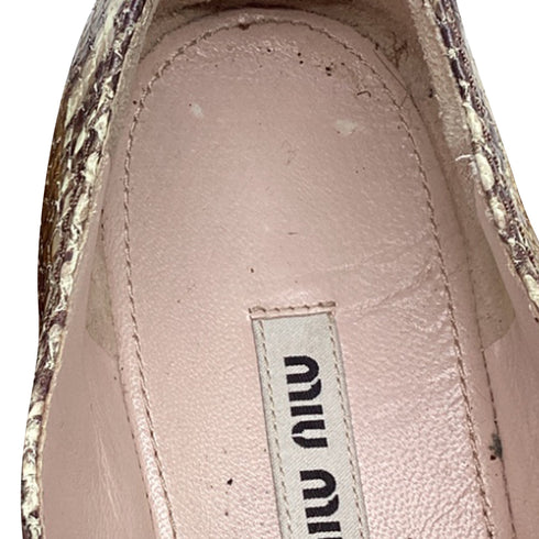 Women's Miu Miu Snakeskin-Embossed Lace-Up Oxford Shoes in Multicolor Leather