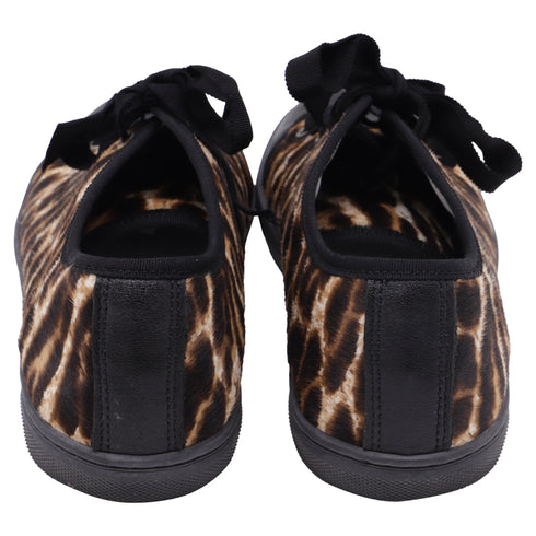 Women's Lanvin Leopard-Print Low-Top Sneakers in Brown Pony Hair
