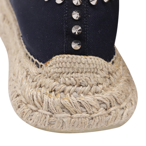 Women's Christian Louboutin Espaboat Espadrille Shoes in Navy Blue Canvas