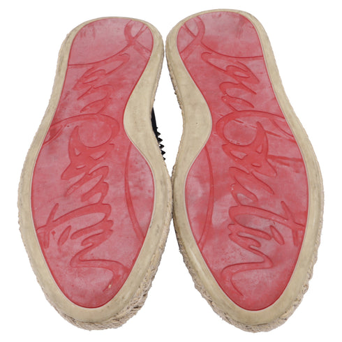 Women's Christian Louboutin Espaboat Espadrille Shoes in Navy Blue Canvas