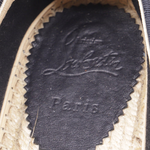 Women's Christian Louboutin Espaboat Espadrille Shoes in Navy Blue Canvas
