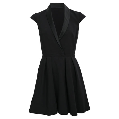 Women's Ba&Sh Coston Flared Mini Dress in Black Wool