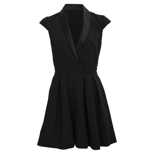 Women's Ba&Sh Coston Flared Mini Dress in Black Wool