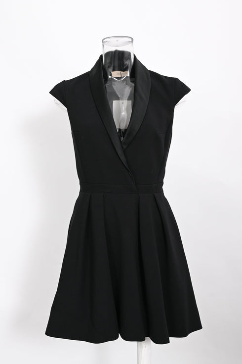 Women's Ba&Sh Coston Flared Mini Dress in Black Wool