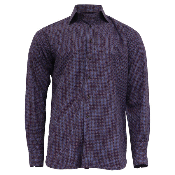 Men's Etro Textured Button-Down Shirt in Violet Cotton