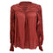 Women's Ulla Johnson Mila Ruffle Blouse in Red Polyester