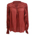 Women's Ulla Johnson Mila Ruffle Blouse in Red Polyester