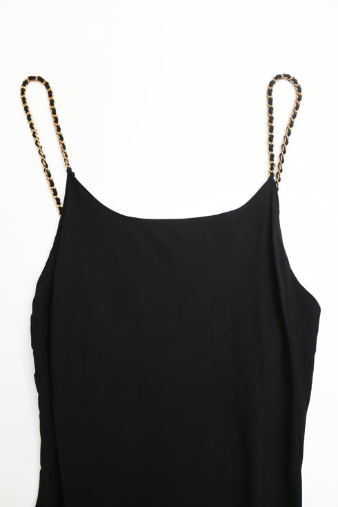 Women's Anine Bing Chain Strap Midi Slip Dress in Black Viscose