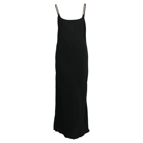 Women's Anine Bing Chain Strap Midi Slip Dress in Black Viscose