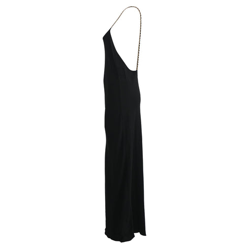 Women's Anine Bing Chain Strap Midi Slip Dress in Black Viscose