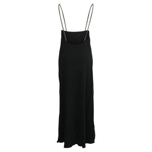 Women's Anine Bing Chain Strap Midi Slip Dress in Black Viscose
