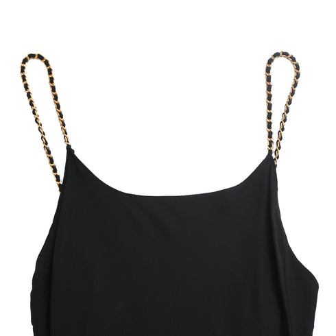 Women's Anine Bing Chain Strap Midi Slip Dress in Black Viscose