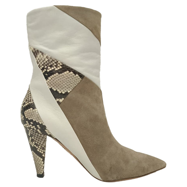 Women's Aquazzura Calder Snake-Effect Ankle Boots in Multicolor Suede