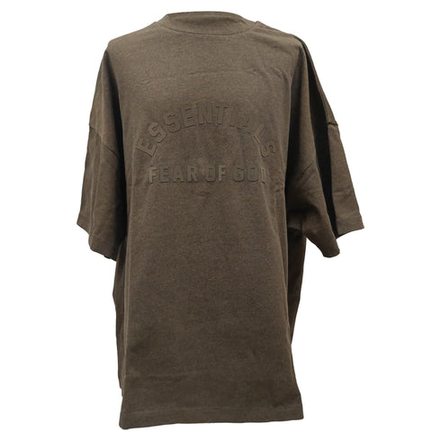 Men's Fear of God Essentials Oversized Logo T-Shirt in Brown Cotton