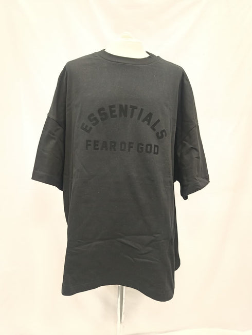 Men's Fear of God Essentials Oversized Logo T-Shirt in Black Cotton