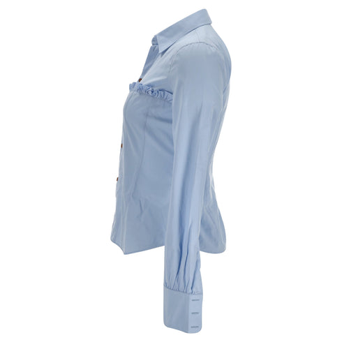 Women's Dsquared2 Button-Down Corset Accent Shirt in Blue Cotton