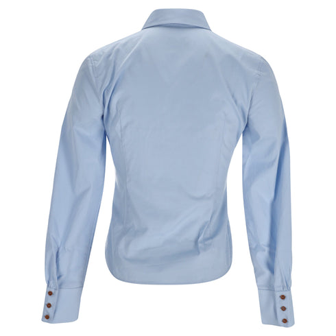 Women's Dsquared2 Button-Down Corset Accent Shirt in Blue Cotton