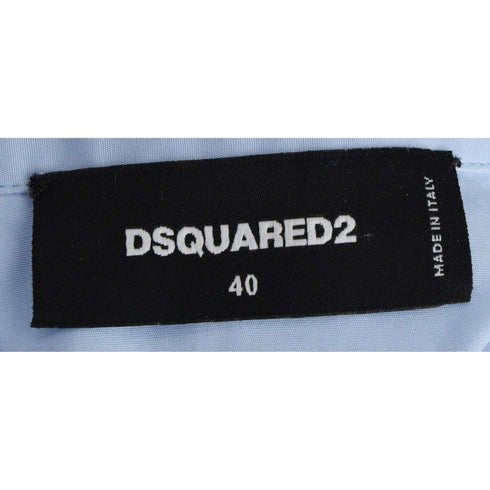 Women's Dsquared2 Button-Down Corset Accent Shirt in Blue Cotton