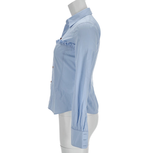 Women's Dsquared2 Button-Down Corset Accent Shirt in Blue Cotton