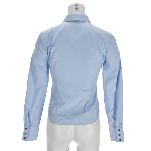 Women's Dsquared2 Button-Down Corset Accent Shirt in Blue Cotton